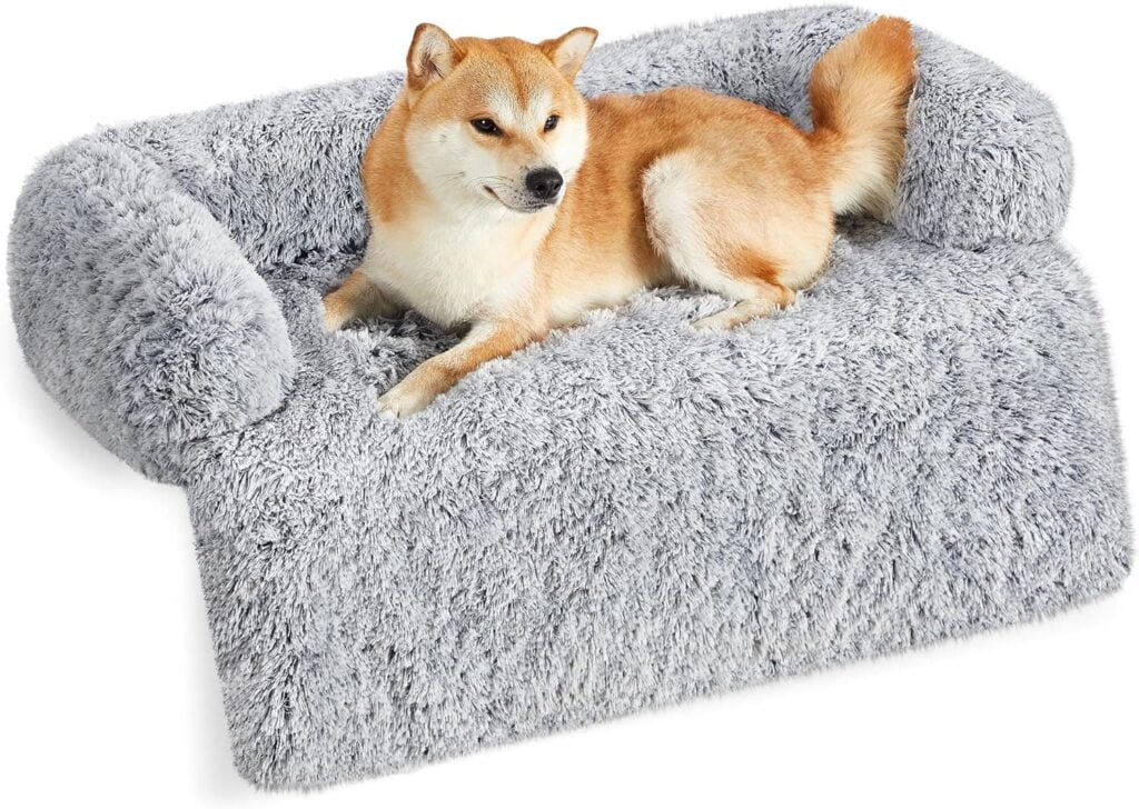 Feandrea FluffyHug Cama para Perros, Tela de Felpa, Alfombrilla, Funda Protectora para Sofá, Talla XL, para Perros Medianos y Grandes, 110 x 95 x 18 cm, Gris Ombré PGW223G01