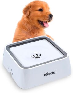 Edipets, Bebedero Perro Antigoteo, Flotante, Antivuelco, Antisalpicaduras, Capacidad de 1.5L, con Base Antideslizante, con Aro de Seguridad (Blanco/Gris)