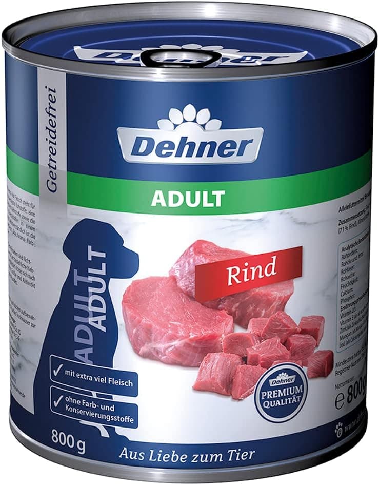 Dehner Comida para Perros, Vacuno, 6 x 800 g (4800 g)
