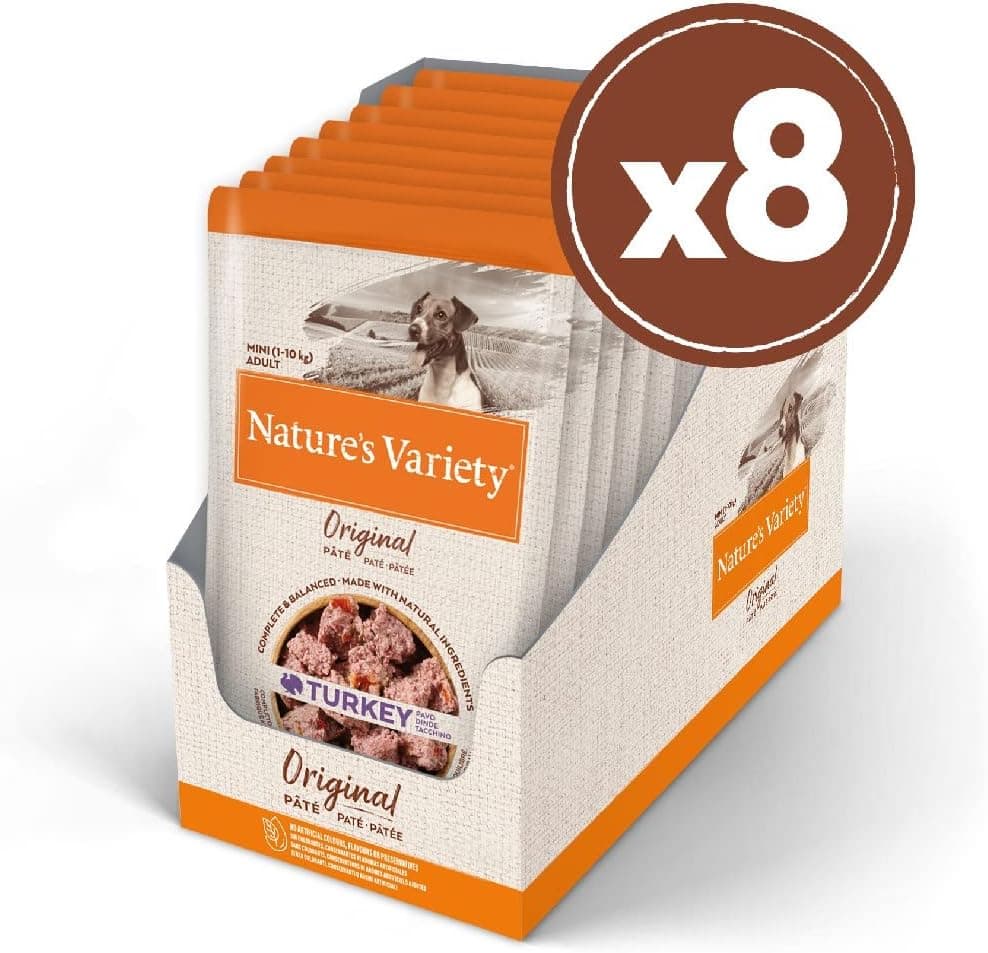 Nature's Variety Original No Grain - Paté para Perros Adultos Mini con Pavo - Caja 8 x 150 g