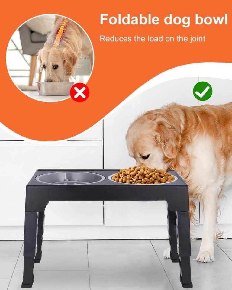 TIDEVAN Comedero Perro Elevado Comedero Alto para Perro Comedero para Perros con 3 Cuencos Comedero y Bebedero Perro 4 Altura Ajustable Recipiente Extraíble para Perros Mediano y Grande, Negro