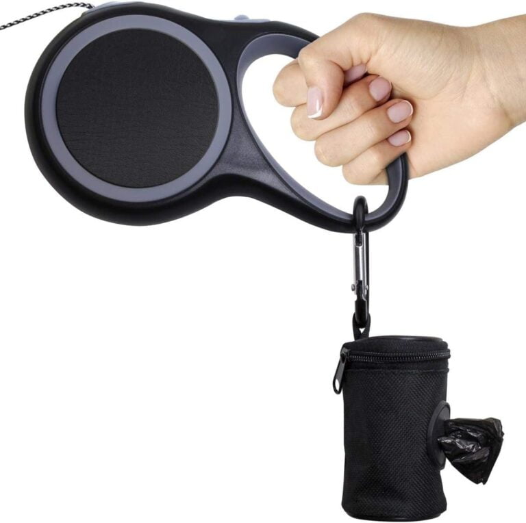 iGadgitz Home U7168 Dispensador de Tela Bolsas Caca Perro, Soporte Bolsas Excrementos Perros con Mosquetón - Negro