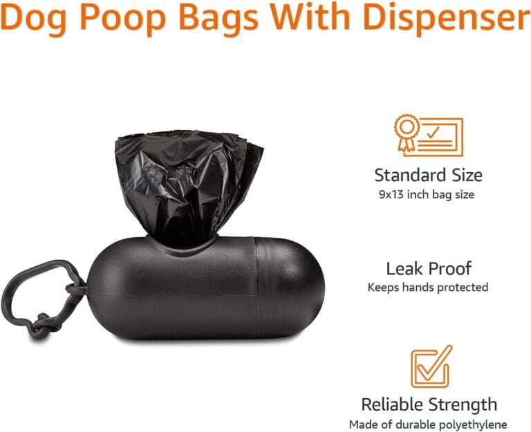 Amazon Basics Bolsas para excrementos de perro con dispensador y clip para correa, Sin fragancia, 600 Unidad, 40 Paquetes de 15
