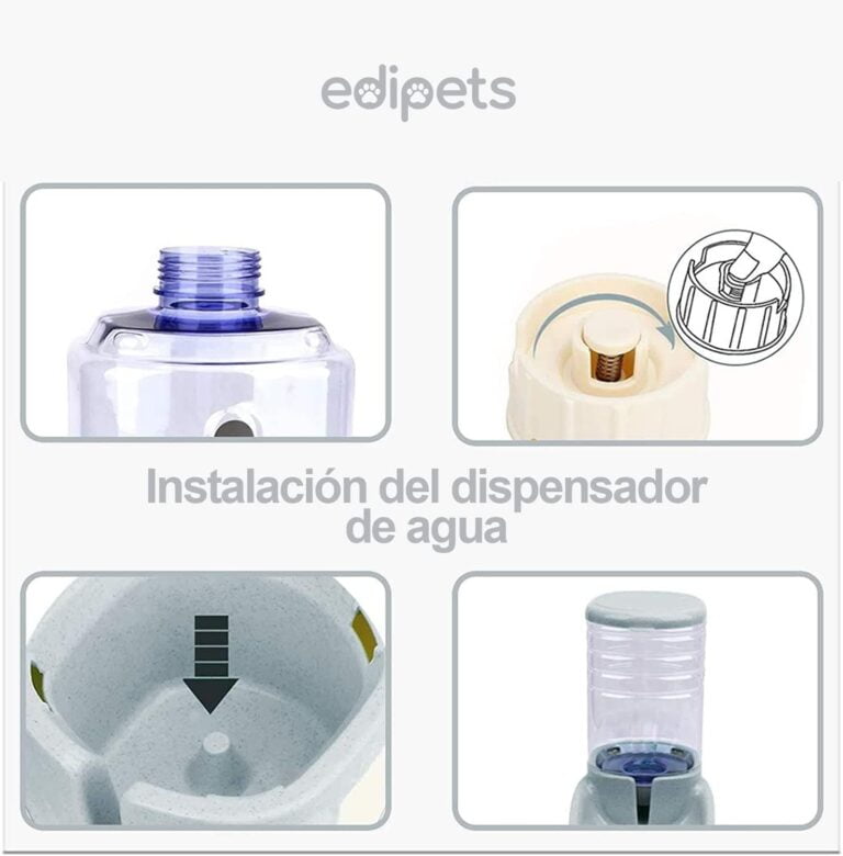 Edipets, Dispensador para Gatos y Perros, Comida y Agua, Pack 2 Unidades, Automático, 3.8 L c/u, Comedero, Alimentador y Bebedero para Mascotas (Gris)