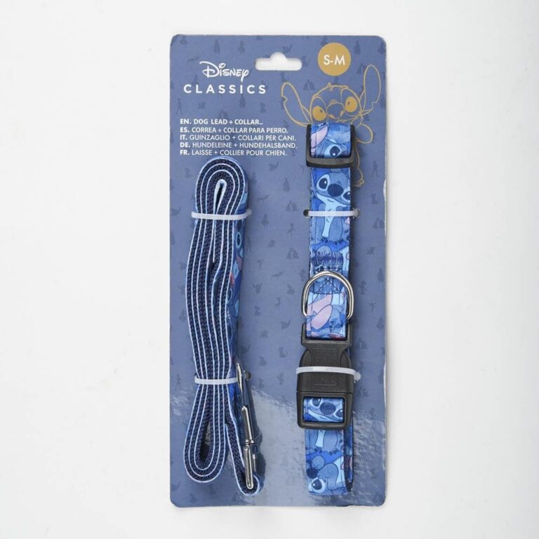 CERDÁ LIFE'S LITTLE MOMENTS Stich - Correa + Collar para Perro - Juego de Regalo para Mascota - Collar Ajustable y Correa con Gancho de Metal - Talla XS-S
