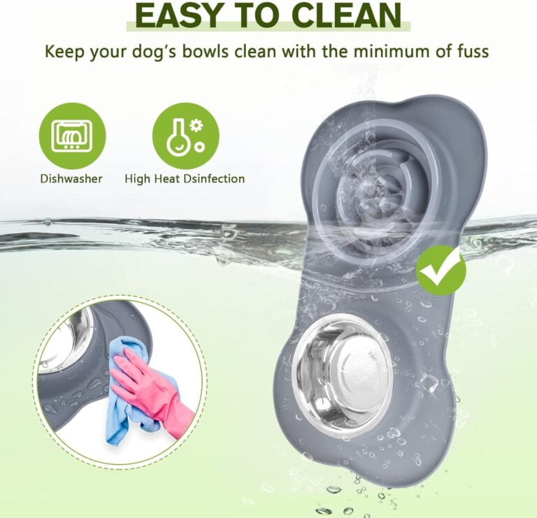 Pecute Comedero Perro Antivoracidad,Cuencos Lento para Perros Bol para Gatos Tazón Double para Mascotas Comer Lentamente 3-en-1 de Silicona e Acero Inoxidable y una Base de Silicona Antideslizante