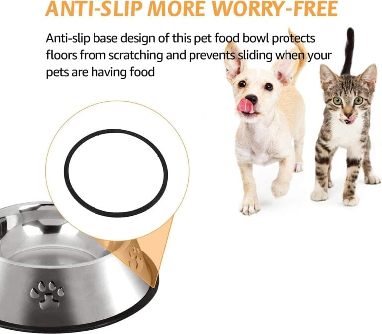 Hotype Comedero para Perro de Acero Inoxidable, Cuenco De Comida para Mascotas, Comedero y Bebedero Perro Antideslizante, para Perro Pequeñas y Medianas, 2 Unidades, 22cm