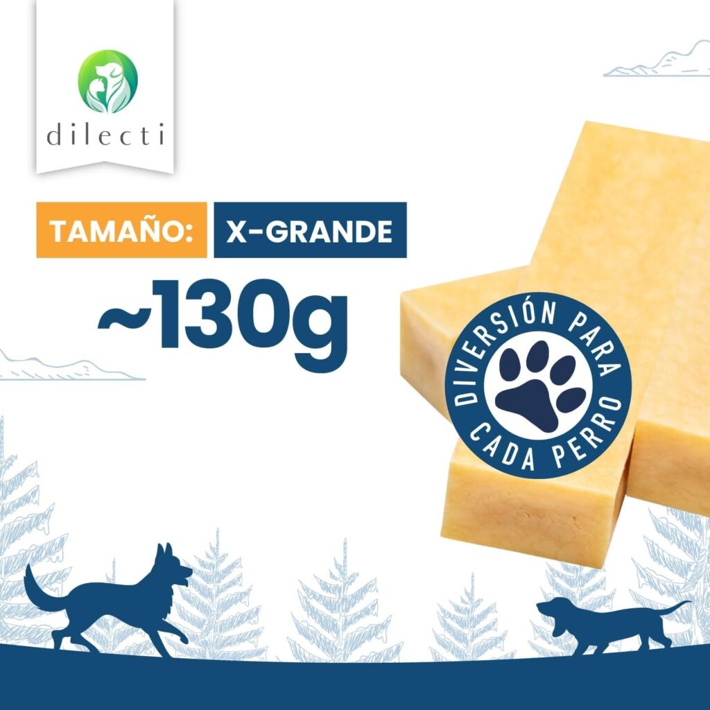 Dilecti Huesos de Queso Naturales - Los Masticables Naturales Muy Sabrosos, Duros y Duraderos Mantendrán a su Perro Ocupado Durante un Tiempo. (Talla XL, Juego de 3)