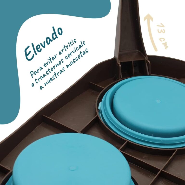 EL ÁTICO PETS Comedero Perro Elevado con Bebedero Antisalpicaduras Perro. Comedero Perro Antivoracidad Desmontable