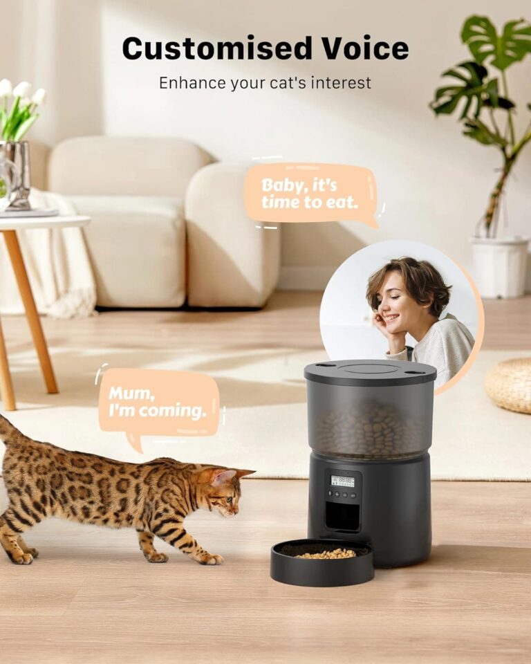 Comedero Gato Automatico - Dispensador Comida con Temporizador Programable - 1-6 Comidas al DíA - Comedero con Presione la Tapa y FuncióN de GrabacióN de 10s - 3L