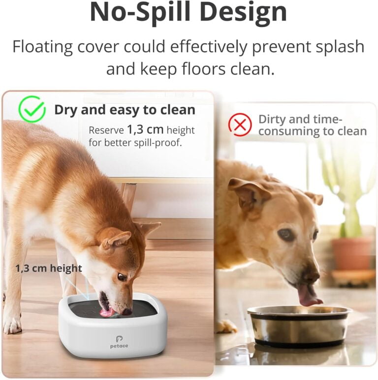 Petace Bebedero Perro Antigoteo, Bebedero Antisalpicaduras Perro 1,3 L, Bebedero Lento Antideslizante para Mascotas Desordenados