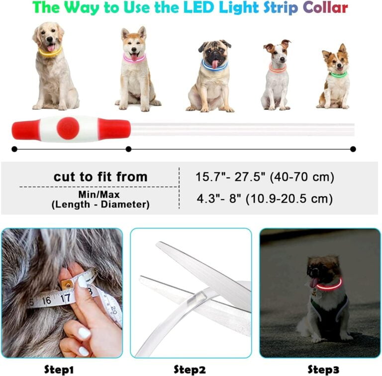 AUAUY Collar de Perro LED, Collar Perro Recargable por USB Tamaño Ajustable, Collar Luminoso Perro Impermeable Collar de Seguridad Reutilizable para Perros Pequeños Medianos Y Grandes （Rojo）
