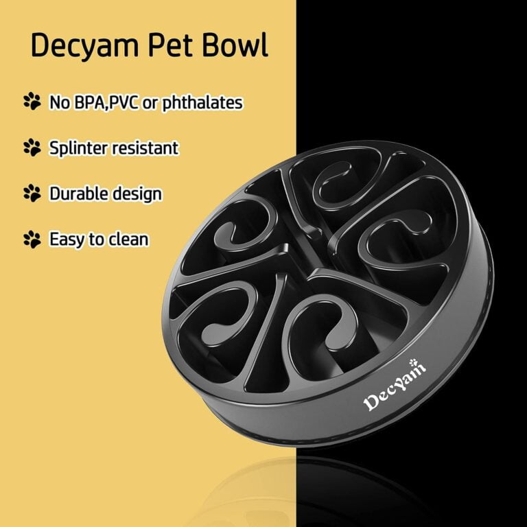 Decyam Comedero Perro, Antideslizante Alimentacion Plato alimentador Tazon Comedero para Mascotas Bebedero Cuenco Bol Recipiente (S/M, Negro)