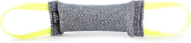 Julius-K9, Mordedor del algodón/nylon para perros, 25 x 5,5 cm, interior cosido, 2 manijas