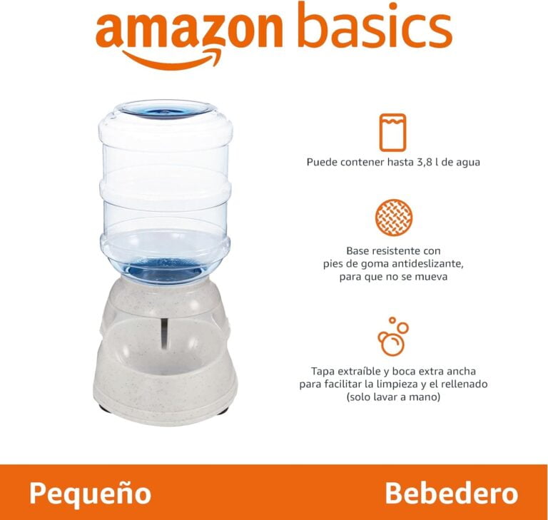 Amazon Basics Dispensador de agua, Gato, 1 Galones, Pequeño, Transparente