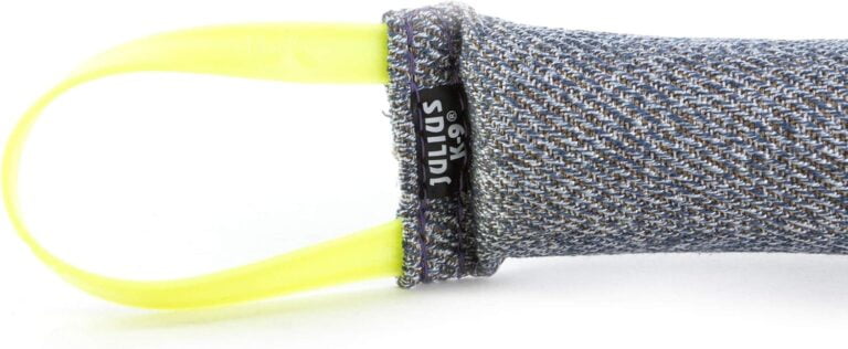 Julius-K9, Mordedor del algodón/nylon para perros, 25 x 5,5 cm, interior cosido, 2 manijas