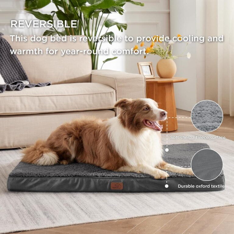 Bedsure Cama Perro Extra Grande Ortopédica - Colchón Perro Lavable XL, Desenfundable con Espuma De Caja De Huevos, 112x81x7.6 cm, Gris Oscuro