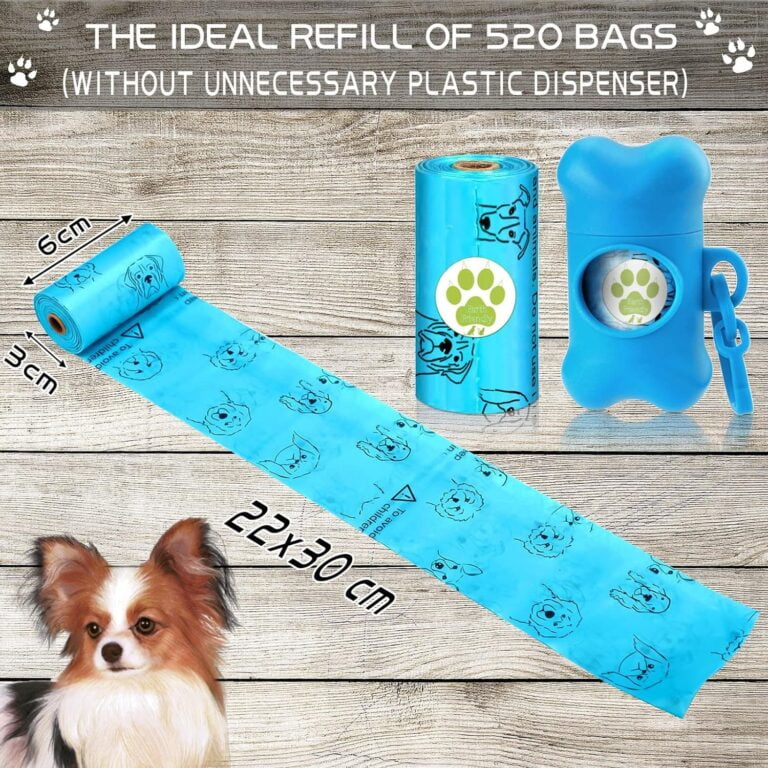 MULEVIP Bolsas Extra Gruesas para Caca de Perro, a Prueba de Fugas, 520 Unidades/26 Rollos, Bolsas para Excrementos, con 1 Dispensador