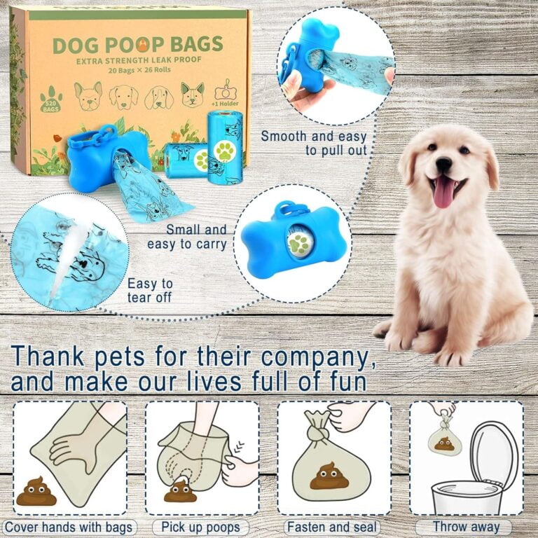 MULEVIP Bolsas Extra Gruesas para Caca de Perro, a Prueba de Fugas, 520 Unidades/26 Rollos, Bolsas para Excrementos, con 1 Dispensador