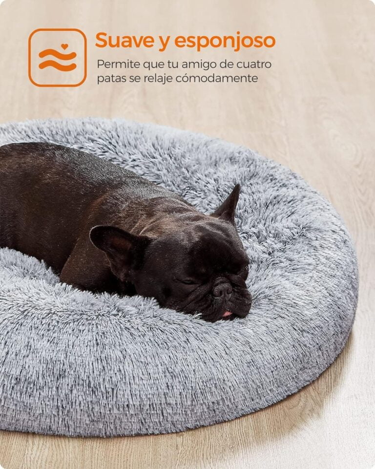 FEANDREA Cama de Perros, Cama para Mascotas, Cojín Central Extraíble y Lavable, Alfombra de Felpa Suave y Mullida, 70 cm de Diámetro, Gris Ombré PGW039G01