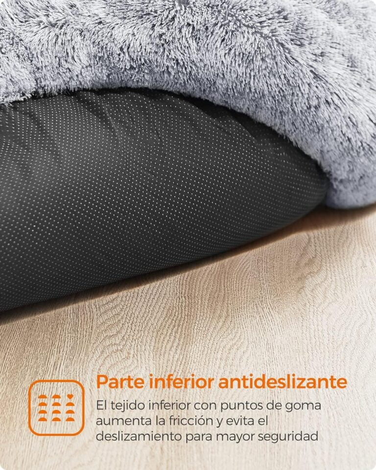 FEANDREA Cama de Perros, Cama para Mascotas, Cojín Central Extraíble y Lavable, Alfombra de Felpa Suave y Mullida, 70 cm de Diámetro, Gris Ombré PGW039G01