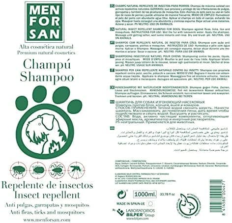 MENFORSAN Champú repelente de insectos para perros 1L, con citronela ingrediente natural