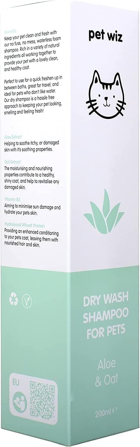 Champú de Lavado en Seco para Mascotas - Suavizante y Desodorante, Ingredientes Naturales, Secado Rápido y No Es Necesario Enjuagar (Aloe y Avena)