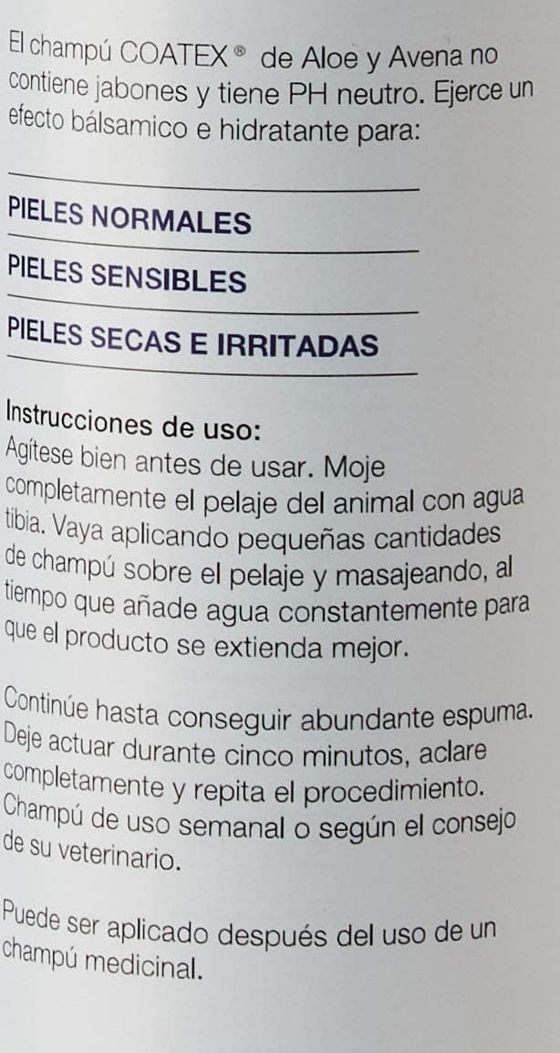 Vetplus Coatex Champú Aloe y Avena - 500 ml