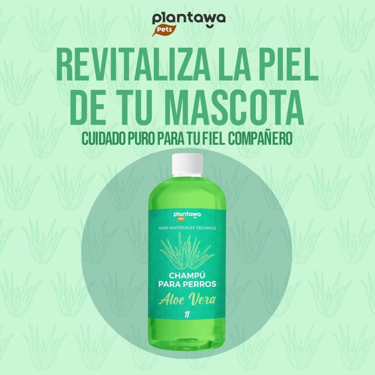 PLANTAWA Champú para Perros Aloe Vera 1L | Champu Perro para Pieles Sensibles y Dermatitis | Acción Anti Irritaciones Sin alérgenos, Sin parabenos, 100% Vegano con Extractos Naturales