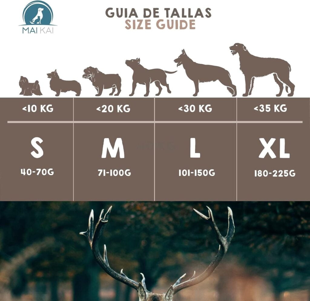 MAIKAI Asta de Ciervo para Perro Talla L - Mordedor Natural para Perros - Resistente - Hueso Ideal para Razas Medianas hasta 30 kg - Juguete para Perros