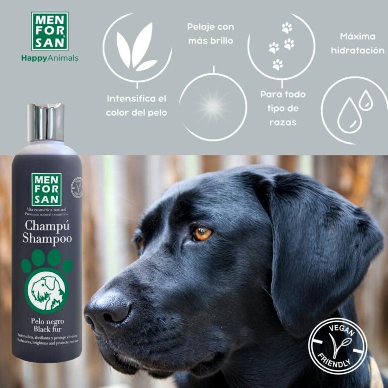 MENFORSAN Champú Pelo Negro para Perros | Intensificador del color | Aporta Brillo | Elimina Tonos Anaranjados | Hidratación Profunda | 300 ml