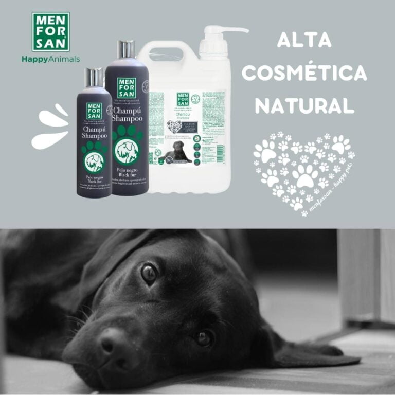 MENFORSAN Champú Pelo Negro para Perros | Intensificador del color | Aporta Brillo | Elimina Tonos Anaranjados | Hidratación Profunda | 300 ml