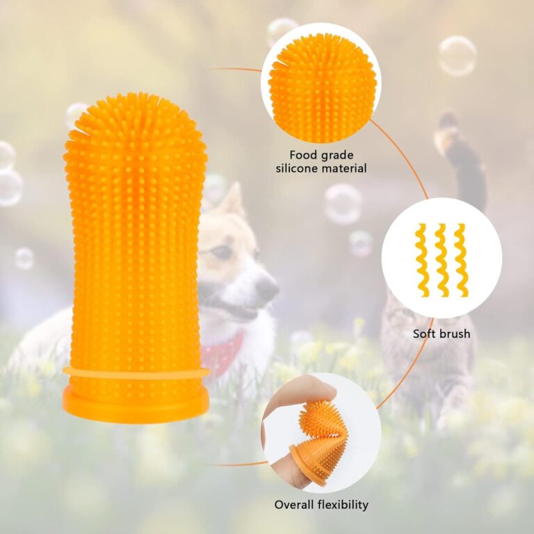 4 Piezas Cepillo de Dientes para Perros, Cepillo Dientes para Mascotas, Silicona Dog Toothbrush, Reutilizable Utilizando Cajas Almacenamiento, Cuidado Dental para Perros, Gatos y Cachorros (4 Colores)