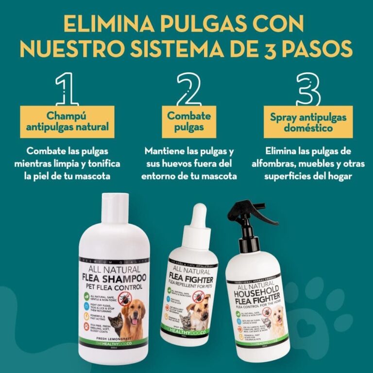 The Healthy Dog Co Champú antipulgas Completamente Natural | Limoncillo | 500ml | El Mejor Tratamiento para Perros y gatos | Fórmula Potente y Segura | Mata y controla pulgas garrapatas y piojos
