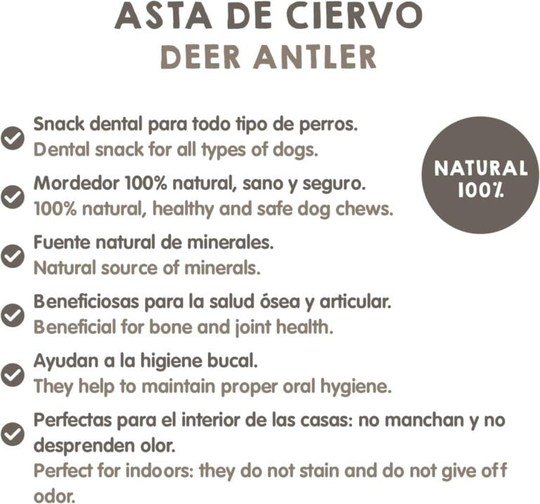 MAIKAI Asta de Ciervo para Perro Talla L - Mordedor Natural para Perros - Resistente - Hueso Ideal para Razas Medianas hasta 30 kg - Juguete para Perros