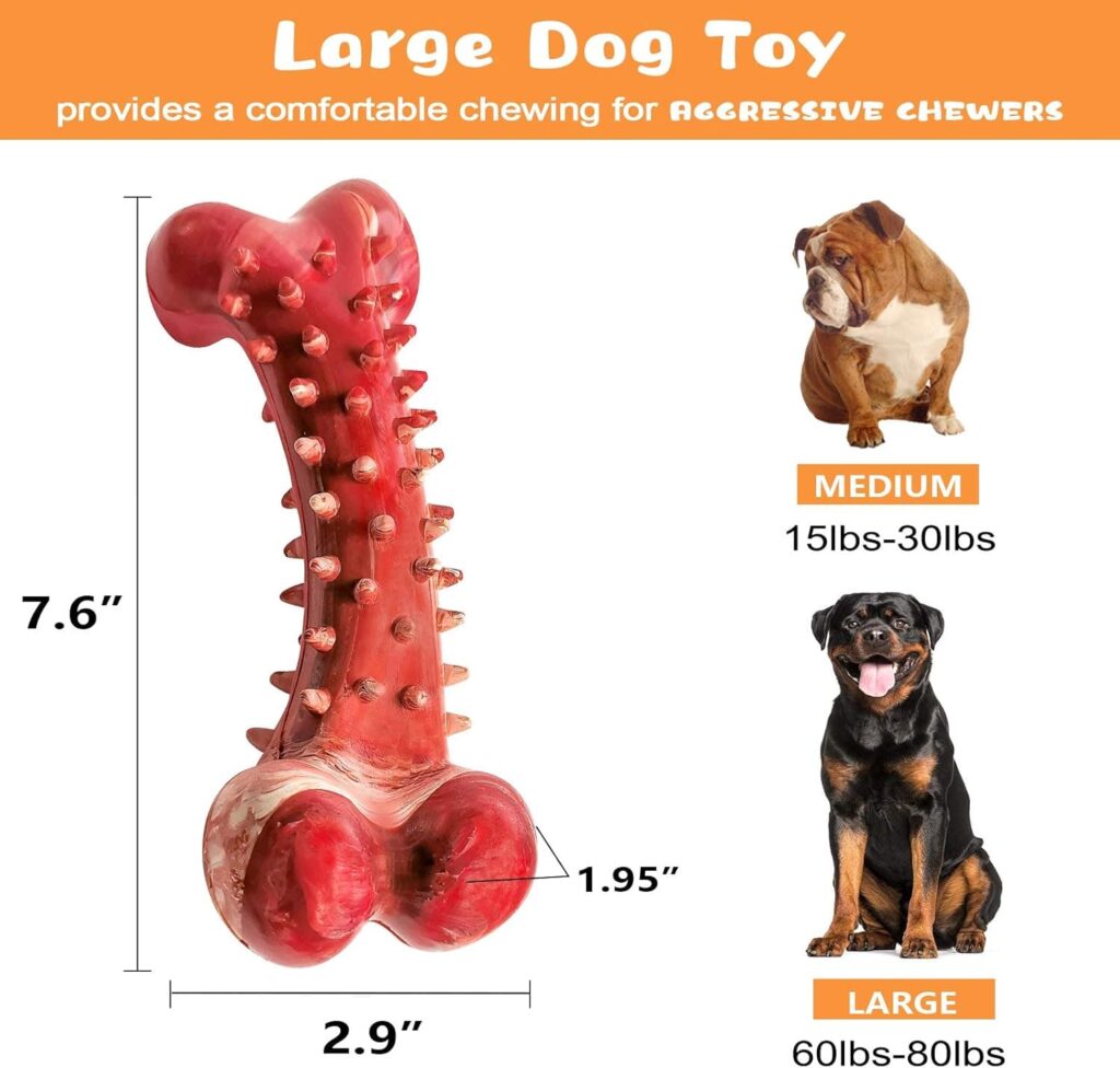 V-HANVER Juguete para Perro, Hueso de Mascar Cepillo de Dientes, Resistente a la Mordedura Palo de Limpieza de Dientes de Goma para Perros Medianos y Grandes, Sabor de Carne