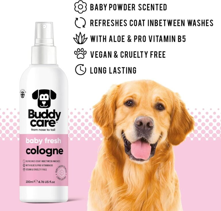 Buddycare Colonia para perros - Baby Fresh - Colonia para perros con aroma delicado y empolvado - Refresca entre lavados para perros 200 ml (paquete de 1)