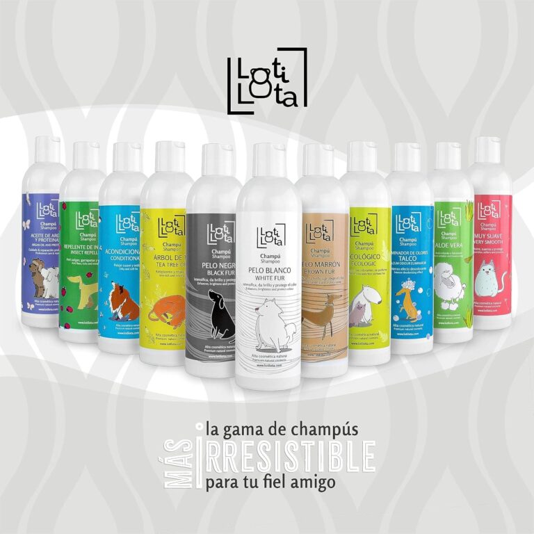 LOTI LOTA Champú Perros Pelo Blanco 500 ml - Intensificador del Color - Brillo y Limpieza - pH Adaptado - Apto Uso frecuente