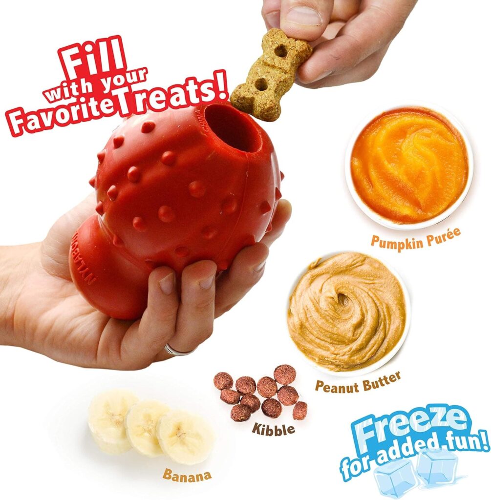 Nylabone Juguete masticable para Rellenar Fabricado en Goma Natural, Sabor a beicon, Apto para Perros pequeños (hasta 11 kg), S, Red 1 Unidad 150 g