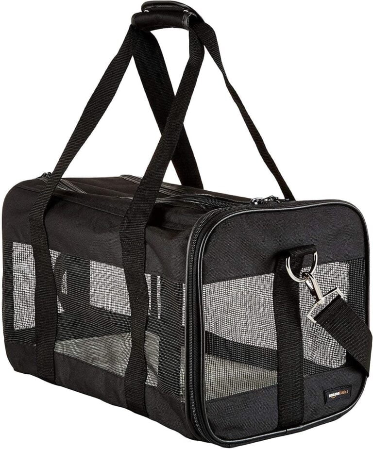Amazon Basics Bolsa transportadora para mascotas Gato, Perro AMZSC-002 con lados blandos, M, 42 x 24 x 25 cm (L x An x Al), Negro