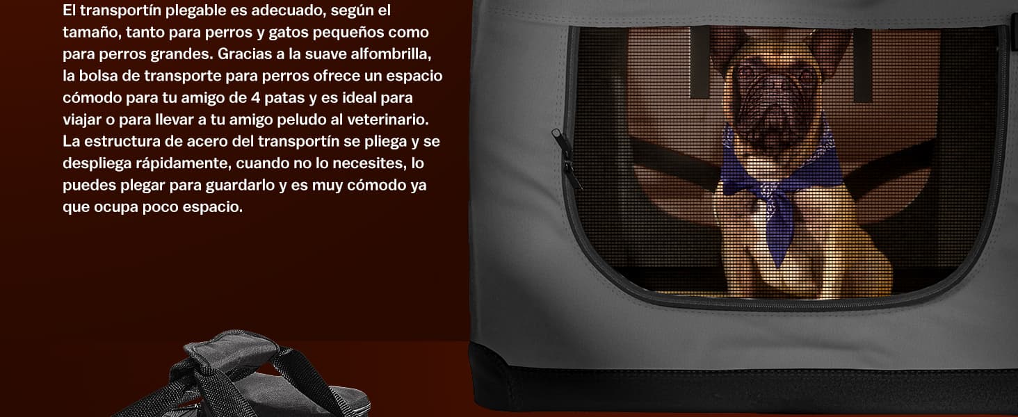 adoca Transportadora Mascotas Talla XXL Plegable 90x59x65cm Transportín Bolsa Viajes Perros Gatos