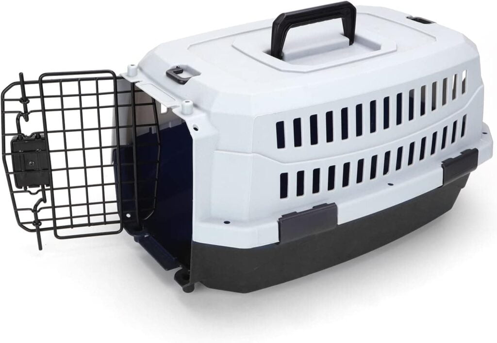 Nobleza Transportin Gato Perro Pequeño,Transporte Portátil y Transpirable para Mascotas,Transporte de Plástico para Perros,58 * 38.7 * 33CM,Negro & Gris