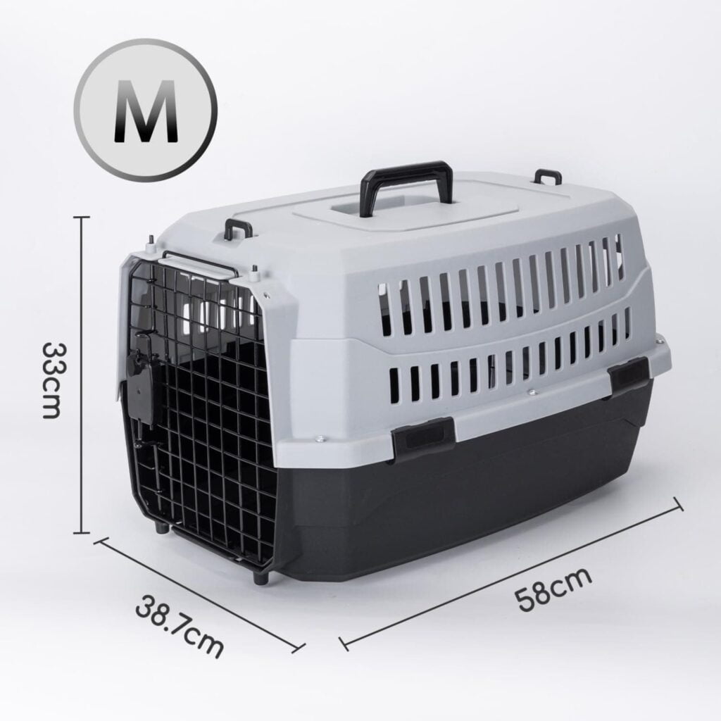 Nobleza Transportin Gato Perro Pequeño,Transporte Portátil y Transpirable para Mascotas,Transporte de Plástico para Perros,58 * 38.7 * 33CM,Negro & Gris