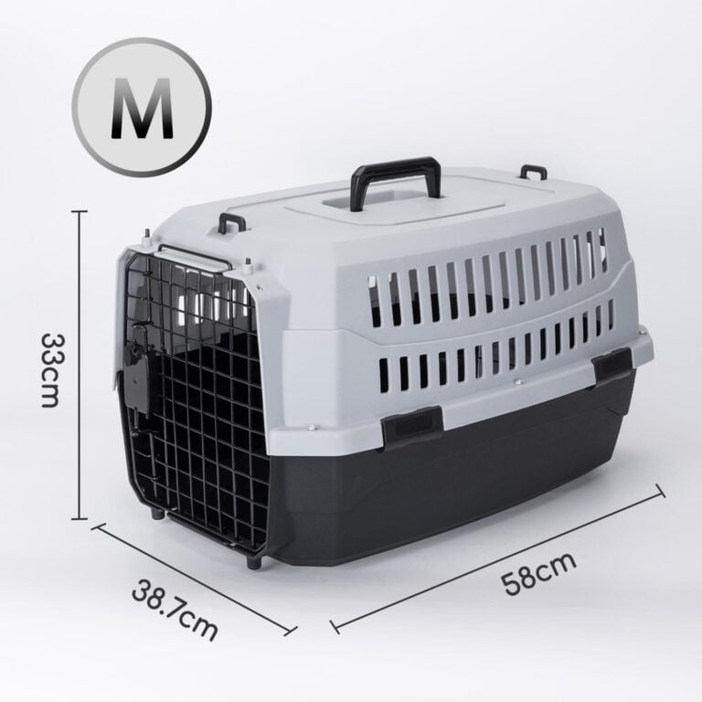 Nobleza Transportin Gato Perro Pequeño,Transporte Portátil y Transpirable para Mascotas,Transporte de Plástico para Perros,58 * 38.7 * 33CM,Negro & Gris