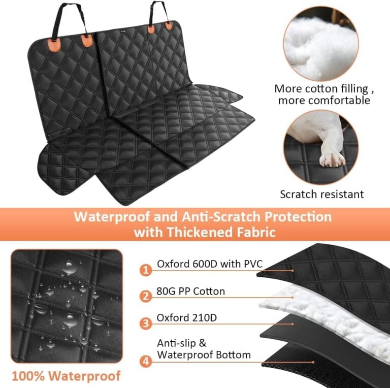 KYG Funda Antideslizante Protector para Mascotas, Perro y Niños Resistente al Agua Duradero Asiento Coche con 1 Cinturón de Seguridad Universal para Camión,SUV