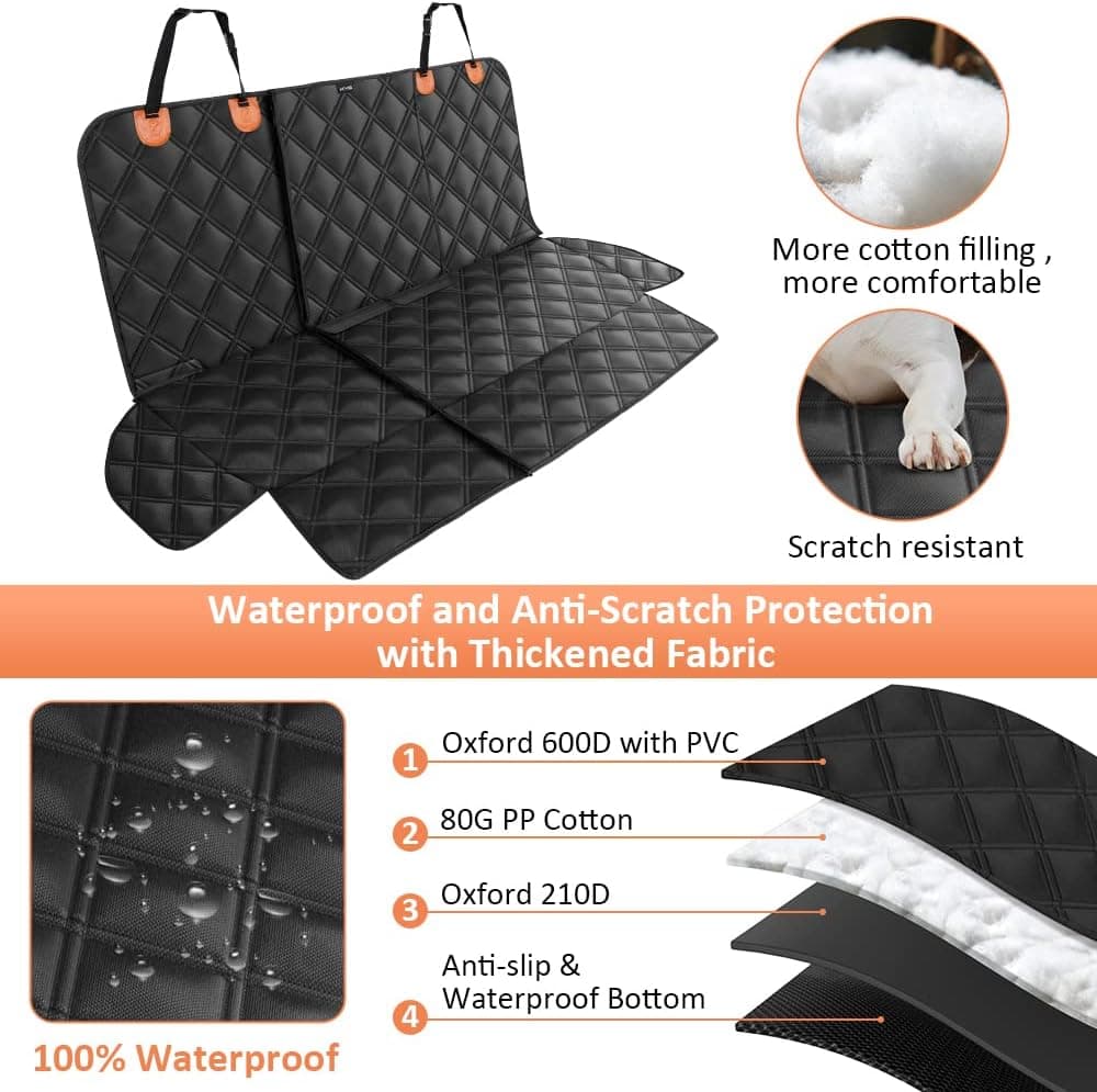 KYG Funda Antideslizante Protector para Mascotas, Perro y Niños Resistente al Agua Duradero Asiento Coche con 1 Cinturón de Seguridad Universal para Camión,SUV