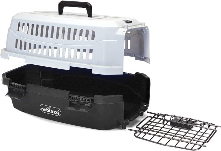 Nobleza Transportin Gato Perro Pequeño,Transporte Portátil y Transpirable para Mascotas,Transporte de Plástico para Perros,58 * 38.7 * 33CM,Negro & Gris
