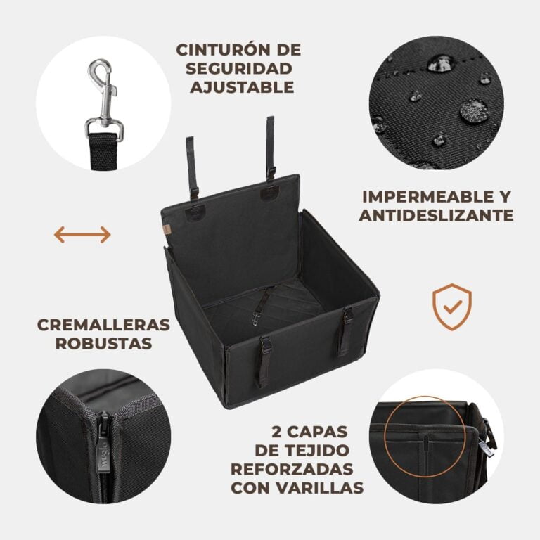 Asiento de Coche para Perro Extra Estable – Asiento Reforzado para Perros de tamaño Mediano con 4 Correas de sujeción, Robusto e Impermeable Asiento de Coche para Mascotas para Asiento Posterior