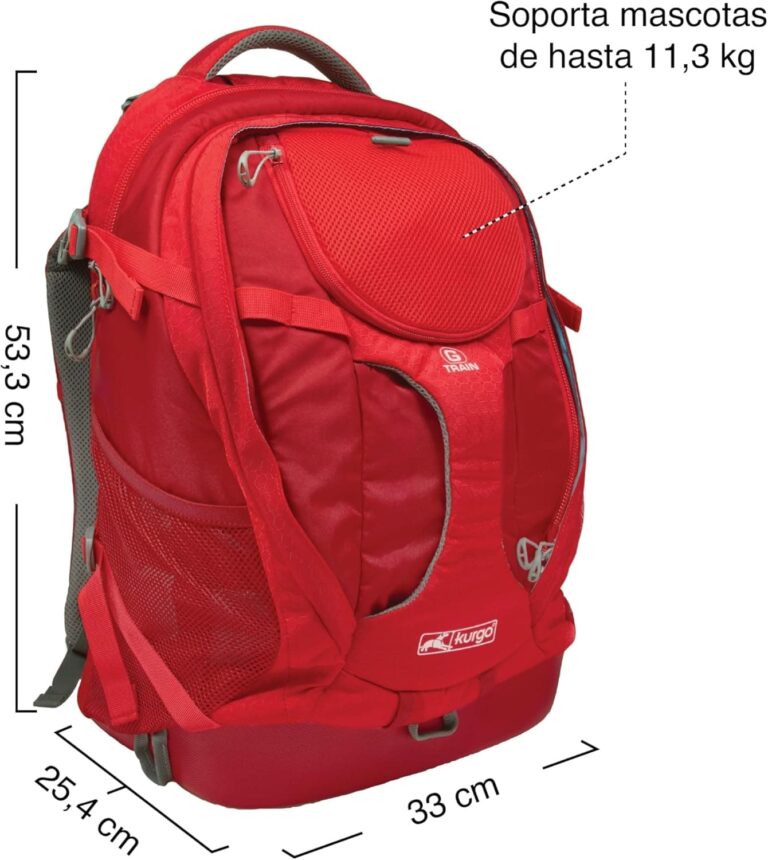 Kurgo G-Train, Mochila para Perros Pequeños y Gatos, Transportín, Base Impermeable, Viajes y Excursiones, Azul Marino