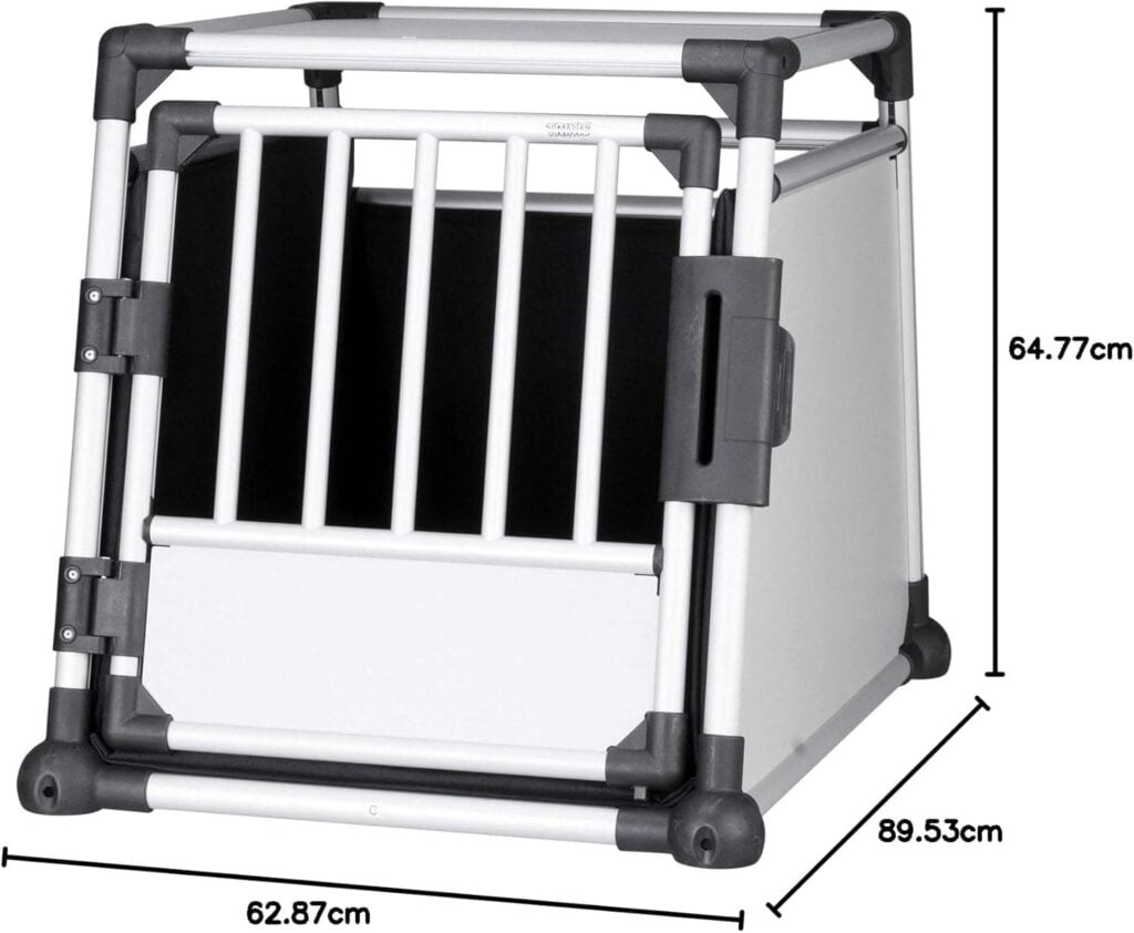 Trixie 39342 Caja de transporte, aluminio, M — L: 63 × 65 × 90 cm, plateado/gris claro